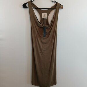 Chaser Womens Olive Brown Sleeveless Draped Back Dress Size M